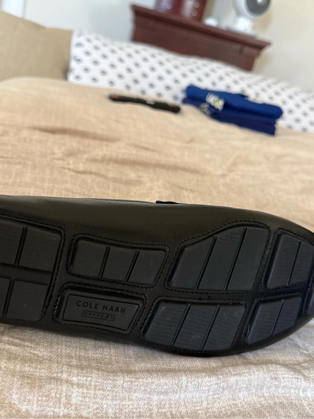 Cole Haan Black Leather Perforated Bit Loafers